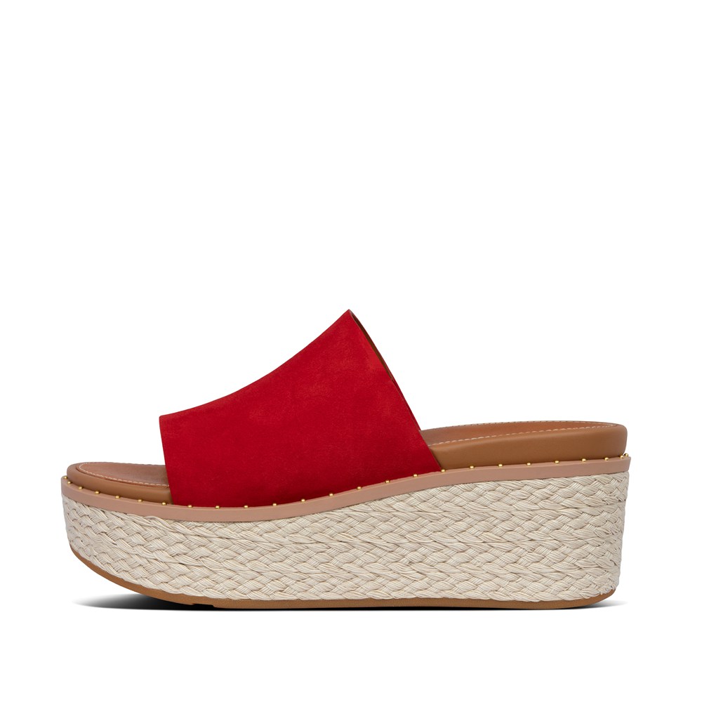 Fitflop Womens Wedge Red - Eloise Espadrille Suede Slides - 37FEDXKVQ